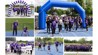 collage of people running