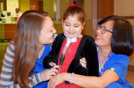 young child with two nurses